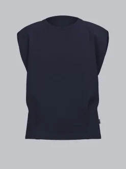 T Shirt mit modischen Falten Navy