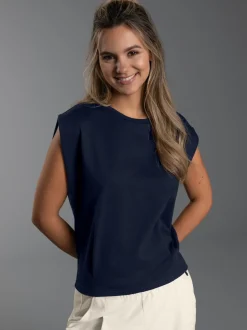 T Shirt mit modischen Falten Navy