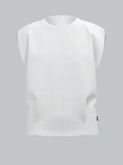 T Shirt mit modischen Falten Weiss