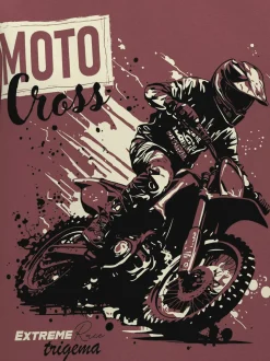 T Shirt mit Printmotiv "Moto Cross" Mahagoni