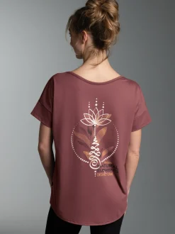 T Shirt mit Printmotiv "Natural Elements" Mahagoni