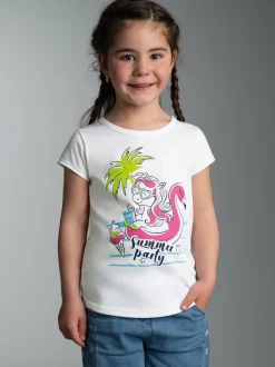 T Shirt mit Printmotiv "Summer Party" Weiss
