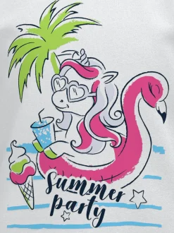 T Shirt mit Printmotiv "Summer Party" Weiss