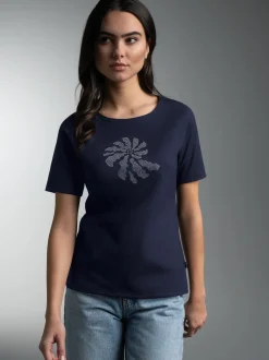 T Shirt mit Strass Motiv 