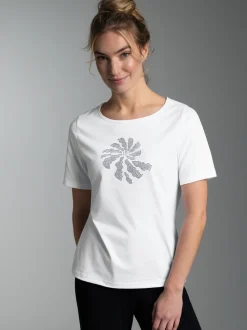 T Shirt mit Strass Motiv "Schnecke" Weiss
