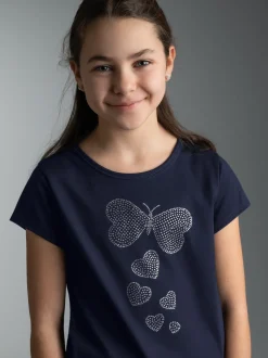 T Shirt mit Strass Motiv 