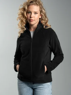 Taillierte Fleecejacke Schwarz