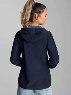 Taillierte Softshell–Kapuzenjacke Navy