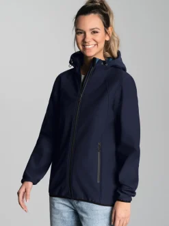 Taillierte Softshell–Kapuzenjacke Navy