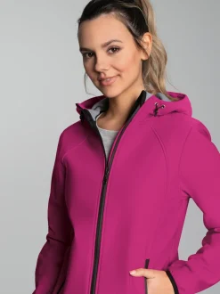Taillierte Softshell–Kapuzenjacke Hibiskus