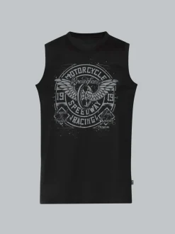 Tanktop mit großem Motorrad-Print Schwarz