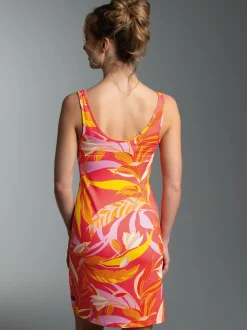 Trägerkleid mit Allover-Muster "Aloha" Koralle
