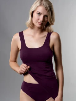 Trägershirt aus Polyamid/Elastan Aubergine