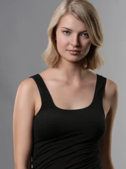 Trägershirt aus Polyamid/Elastan Schwarz