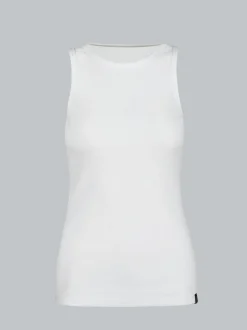 Träger-Shirt elastischer Doppelripp Weiss