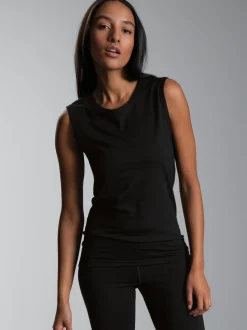 Trägershirt Merinowolle Schwarz