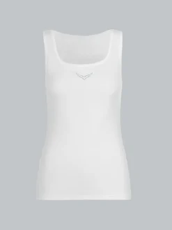 Trägershirt mit Kristallsteinen Weiss