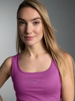 Trägershirt mit Kristallsteinen Fuchsia