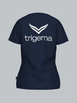 trigema Damen T-Shirt mit großem Markenlogo Navy