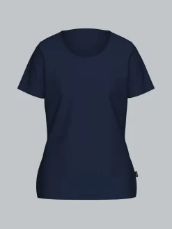 trigema Damen T-Shirt mit großem Markenlogo Navy