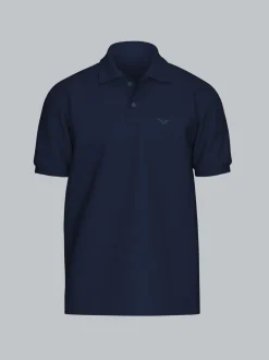 trigema Poloshirt mit großem Markenlogo Navy
