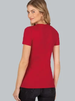 T-Shirt aus Baumwolle/Elastan Kirsch