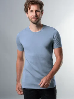 T-Shirt aus Baumwolle/Elastan Pearl-blue