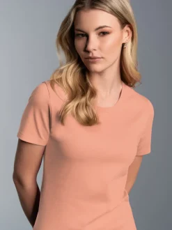 T-Shirt aus Baumwolle/Elastan Puder