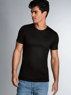 T-Shirt aus Baumwolle/Elastan Schwarz