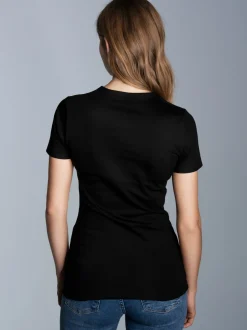 T-Shirt aus Baumwolle/Elastan Schwarz