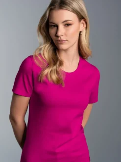 T-Shirt aus Baumwolle/Elastan Magenta