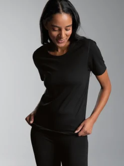 T-Shirt aus Merinowolle Schwarz