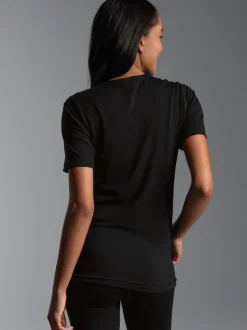 T-Shirt aus Merinowolle Schwarz