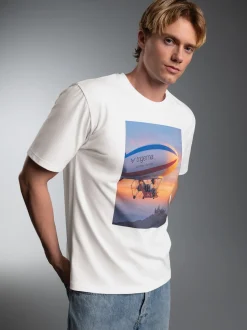 T-Shirt Charlys Luftschiff Weiss