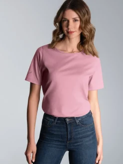 T-Shirt DELUXE Baumwolle mit Kristallsteinen Lilie
