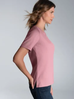 T-Shirt DELUXE Baumwolle mit Kristallsteinen Lilie