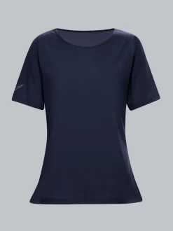 T-Shirt DELUXE Baumwolle mit Kristallsteinen Navy