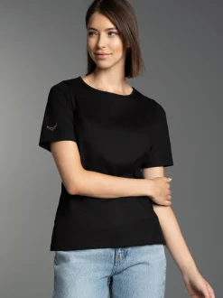 T-Shirt DELUXE Baumwolle mit Swarovski® Kristallen Schwarz