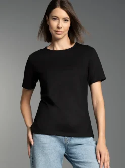 T-Shirt DELUXE Baumwolle mit Swarovski® Kristallen Schwarz