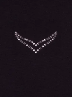 T-Shirt DELUXE Baumwolle mit Swarovski® Kristallen Schwarz