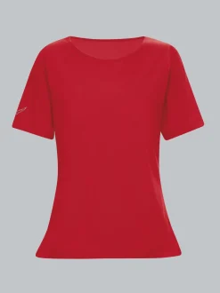 T-Shirt DELUXE Baumwolle mit Kristallsteinen Kirsch