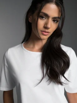 T-Shirt DELUXE Baumwolle mit Kristallsteinen Weiss