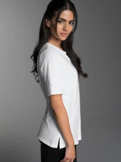 T-Shirt DELUXE Baumwolle mit Kristallsteinen Weiss