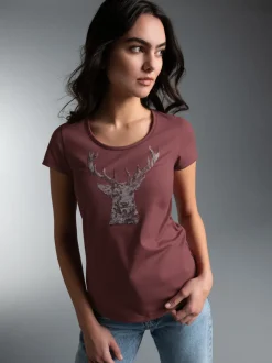 T-Shirt Glitzer-Hirsch Mahagoni
