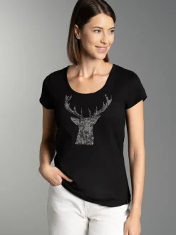 T-Shirt Glitzer-Hirsch Schwarz