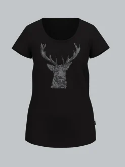 T-Shirt Glitzer-Hirsch Schwarz