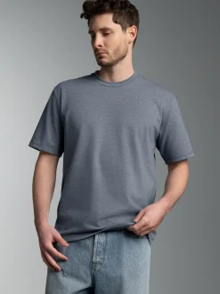 T-Shirt in Piqué-Qualität Steingrau-melange