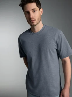 T-Shirt in Piqué-Qualität Steingrau-melange