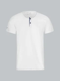 T-Shirt Knopfleiste aus Biobaumwolle Weiss-C2C