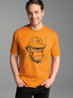 T-Shirt mit Affen-Printmotiv Curry